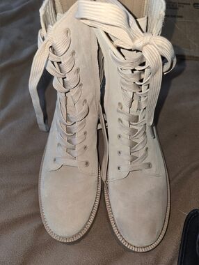 Sam Edelman Sesame Suede/Knit Lydell Combat Boot Size 8